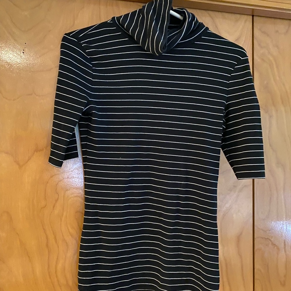 Black and white stripe turtleneck